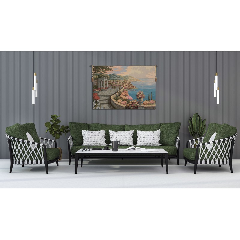 PROMENADE BY THE LAKE ITALIAN TAPESTRY WALL HANGING
